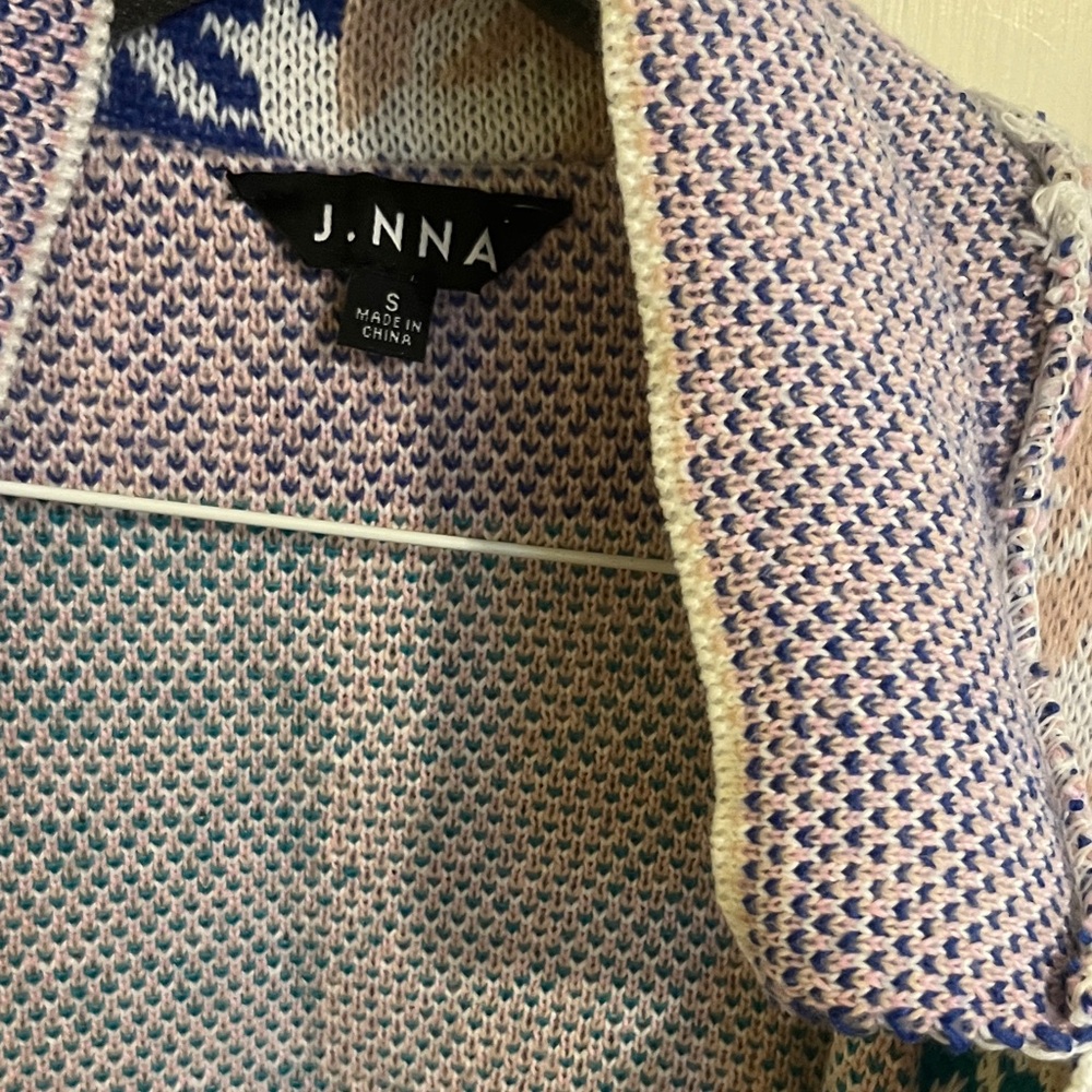 J. NNA Colorful Houndstooth Women's Long Cardigan - Picture 2 of 4